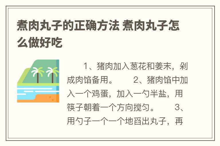 煮肉丸子的正确方法 煮肉丸子怎么做好吃