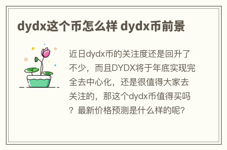dydx这个币怎么样 dydx币前景